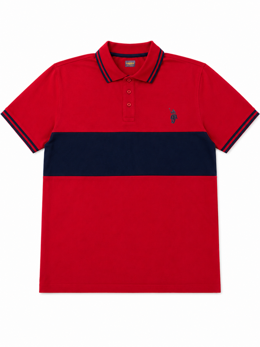 Cut and Sew Paneled Polo Shirt