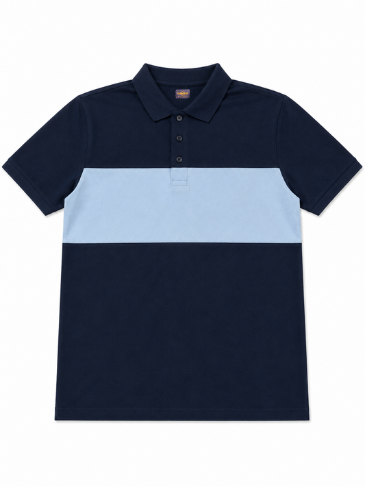 Cut and Sew Paneled Polo Shirt