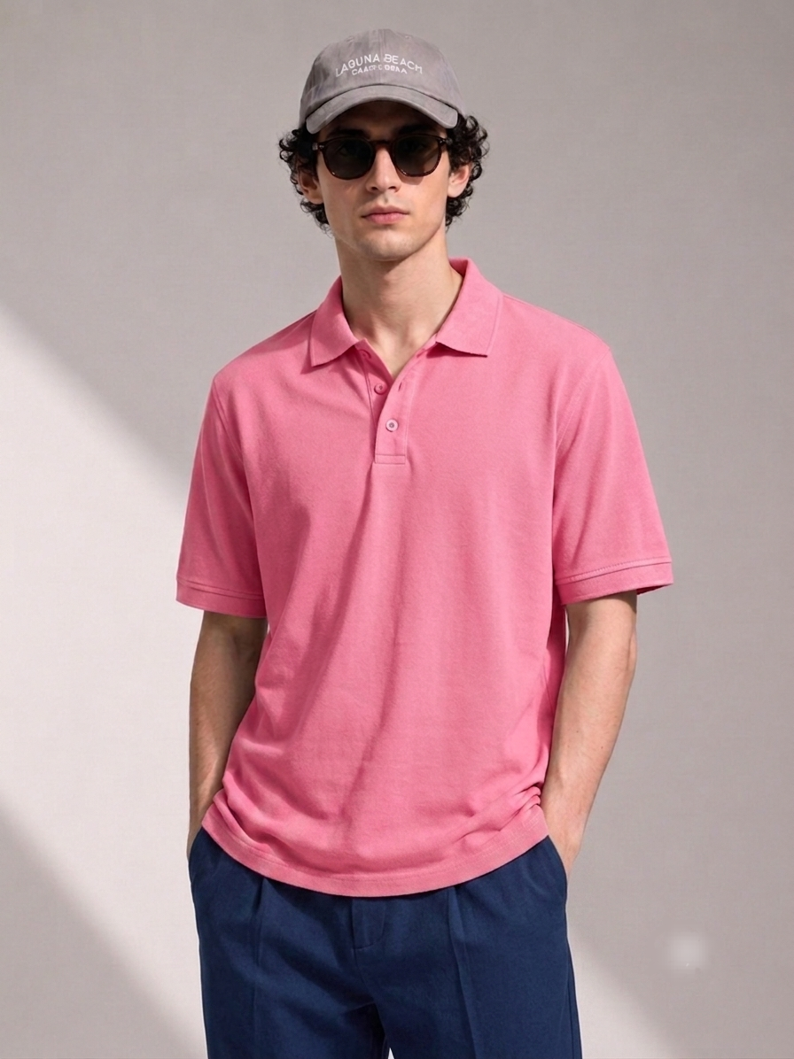 Men's Polo-Fuchia Mineral