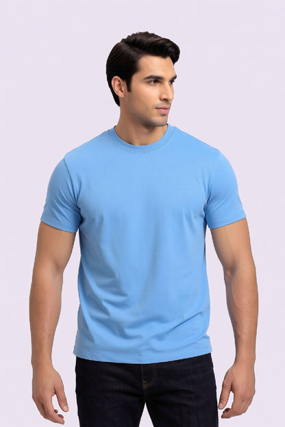Vintage Wash Tee Shirt-Sky Blue Mineral
