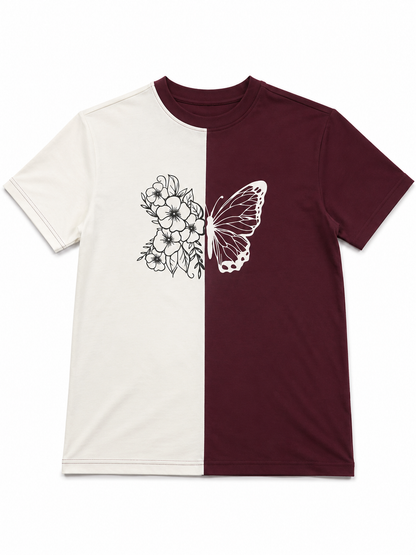 Butterfly Tee | Maroon-Marshmallow |