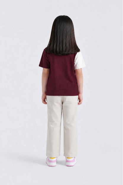 Butterfly Tee | Maroon-Marshmallow |
