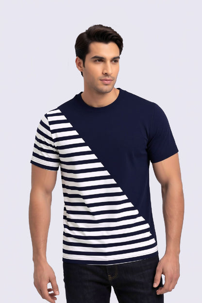 Geometic Diagonal Panel Tee Shirt