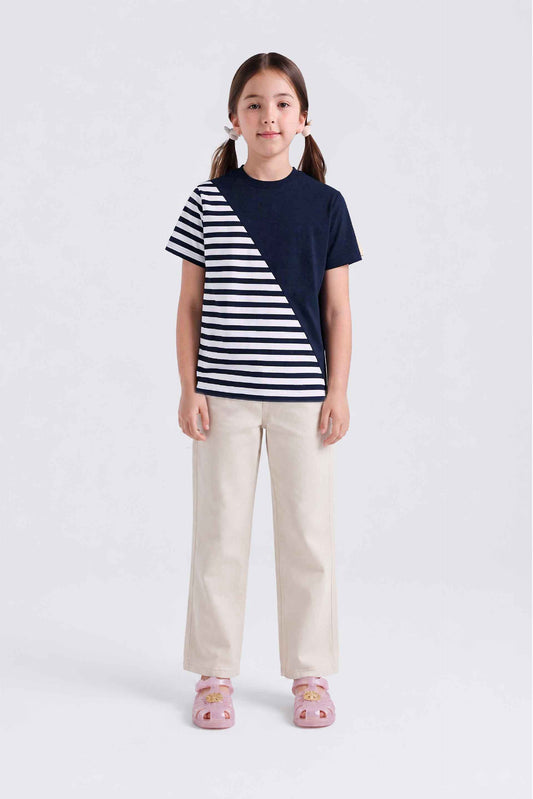 Geometic Diagonal Panel Tee Shirt